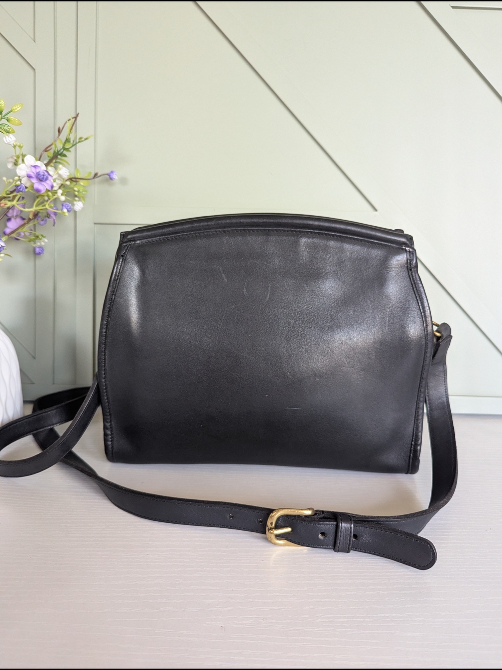 vintage Coach Devon Bag (Style #9908) from the 1990s, made of black glovetanned - Picture 3 of 14